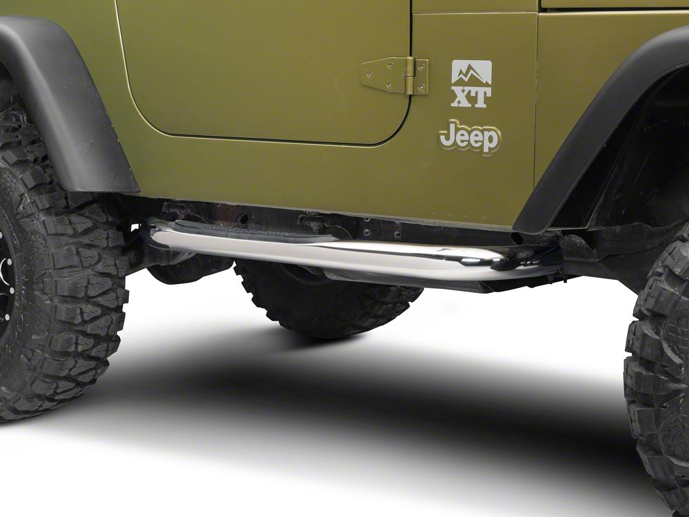 RedRock 3-Inch Round Side Step Bars; Stainless Steel (87-06 Jeep Wrangler YJ & TJ, Excluding Unlimited)