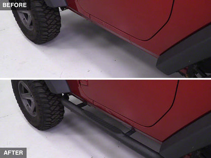 RedRock 3-Inch Round Curved Side Step Bars; Semi-Gloss Black (07-18 Jeep Wrangler JK 4-Door)