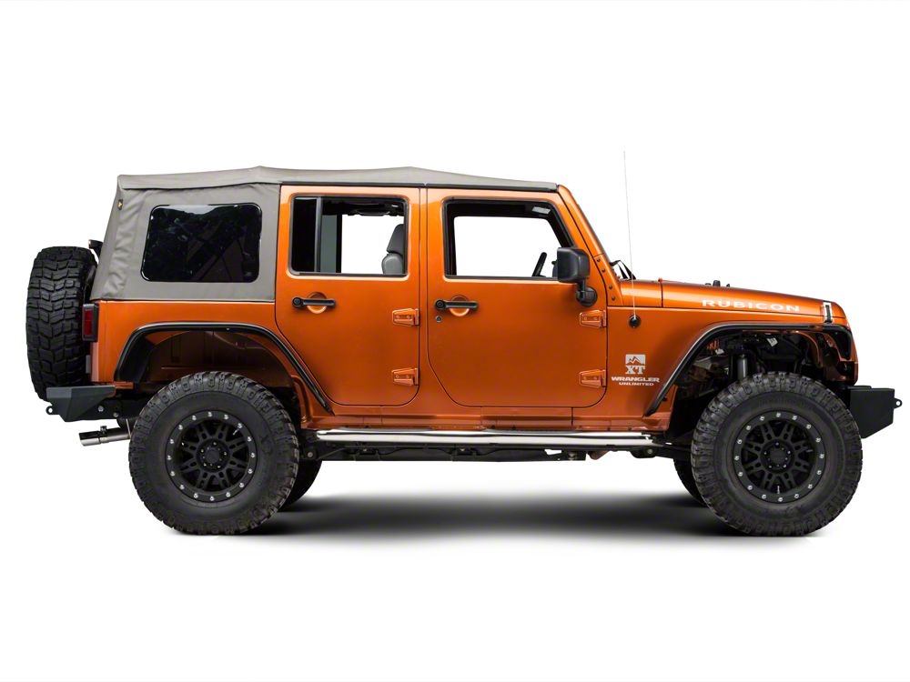 RedRock 3-Inch Round Curved Side Step Bars; Stainless Steel (07-18 Jeep Wrangler JK 4-Door)