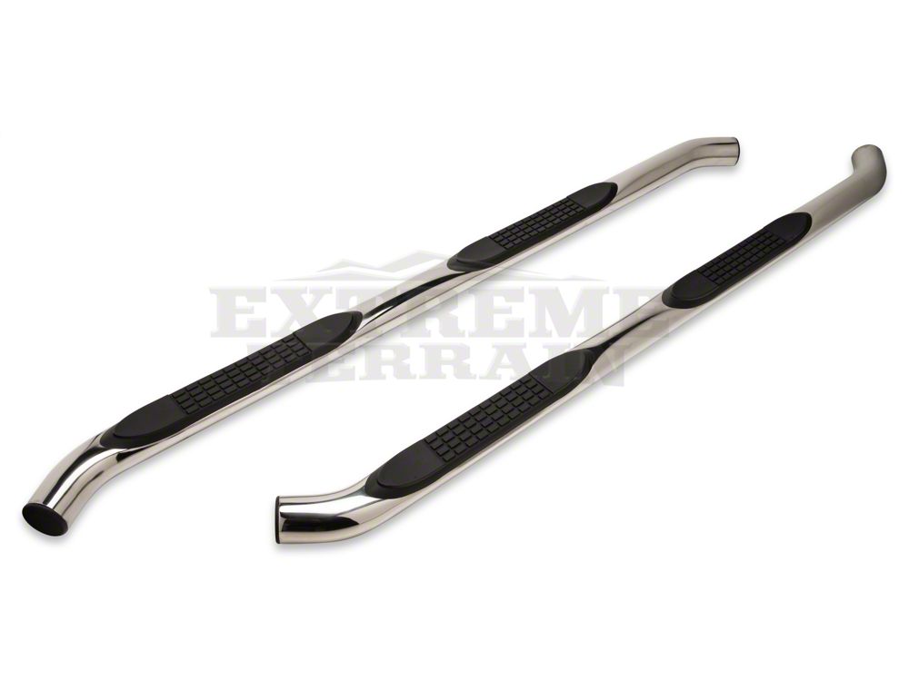 RedRock 3-Inch Round Curved Side Step Bars; Stainless Steel (07-18 Jeep Wrangler JK 4-Door)