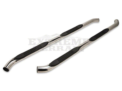 RedRock 3-Inch Round Curved Side Step Bars; Stainless Steel (07-18 Jeep Wrangler JK 4-Door)