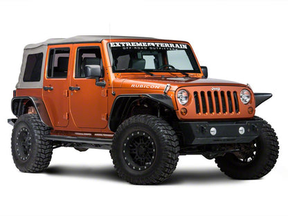 RedRock 4-Inch Oval Straight Side Step Bars; Textured Black (07-18 Jeep Wrangler JK 4-Door)