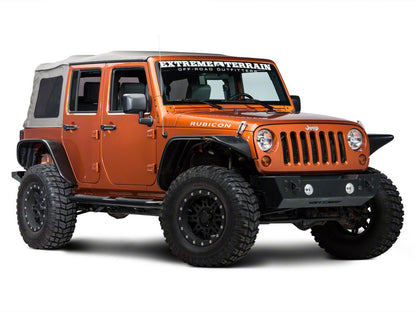 RedRock 4-Inch Oval Curved Side Step Bars; Semi-Gloss Black (07-18 Jeep Wrangler JK 4-Door)