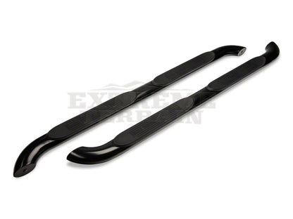 RedRock 4-Inch Oval Curved Side Step Bars; Semi-Gloss Black (07-18 Jeep Wrangler JK 4-Door)