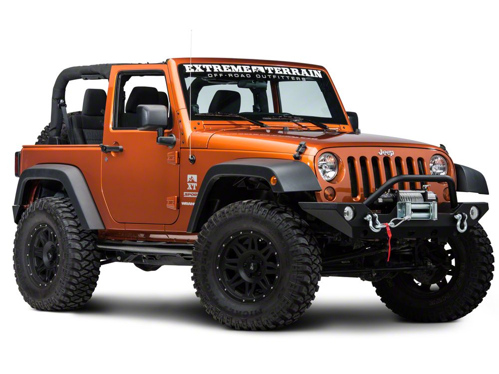 RedRock 3-Inch Round Curved Side Step Bars; Semi-Gloss Black (07-18 Jeep Wrangler JK 2-Door)