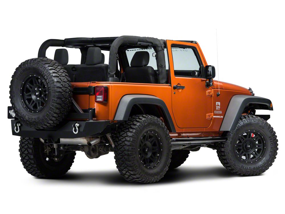 RedRock 3-Inch Round Curved Side Step Bars; Semi-Gloss Black (07-18 Jeep Wrangler JK 2-Door)