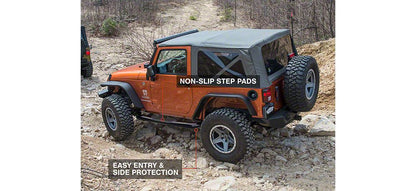 RedRock 3-Inch Round Curved Side Step Bars; Semi-Gloss Black (07-18 Jeep Wrangler JK 2-Door)