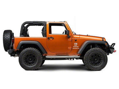RedRock 3-Inch Round Curved Side Step Bars; Stainless Steel (07-18 Jeep Wrangler JK 2-Door)