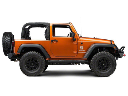 RedRock 4-Inch Oval Straight Side Step Bars; Textured Black (07-18 Jeep Wrangler JK 2-Door)