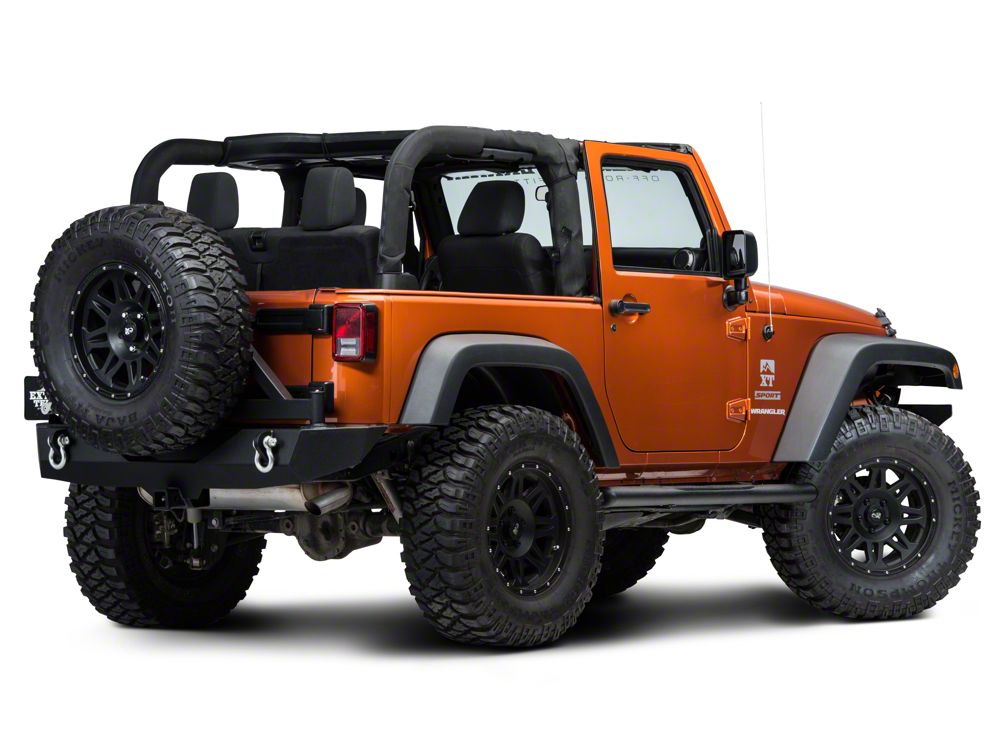 RedRock 4-Inch Oval Straight Side Step Bars; Textured Black (07-18 Jeep Wrangler JK 2-Door)