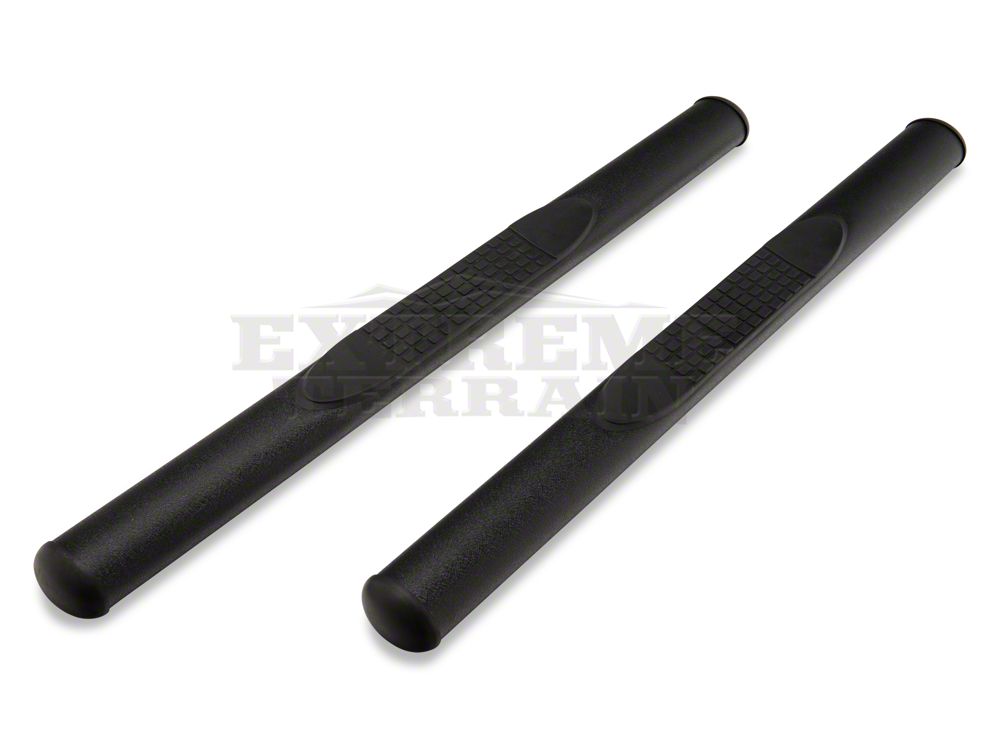 RedRock 4-Inch Oval Straight Side Step Bars; Textured Black (07-18 Jeep Wrangler JK 2-Door)