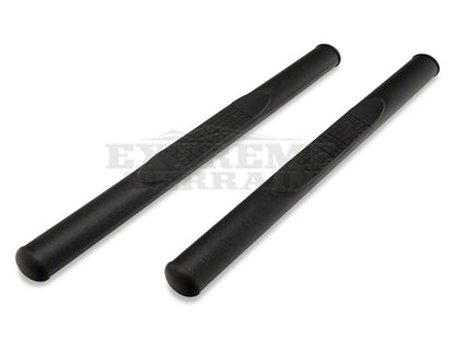 RedRock 4-Inch Oval Straight Side Step Bars; Textured Black (07-18 Jeep Wrangler JK 2-Door)