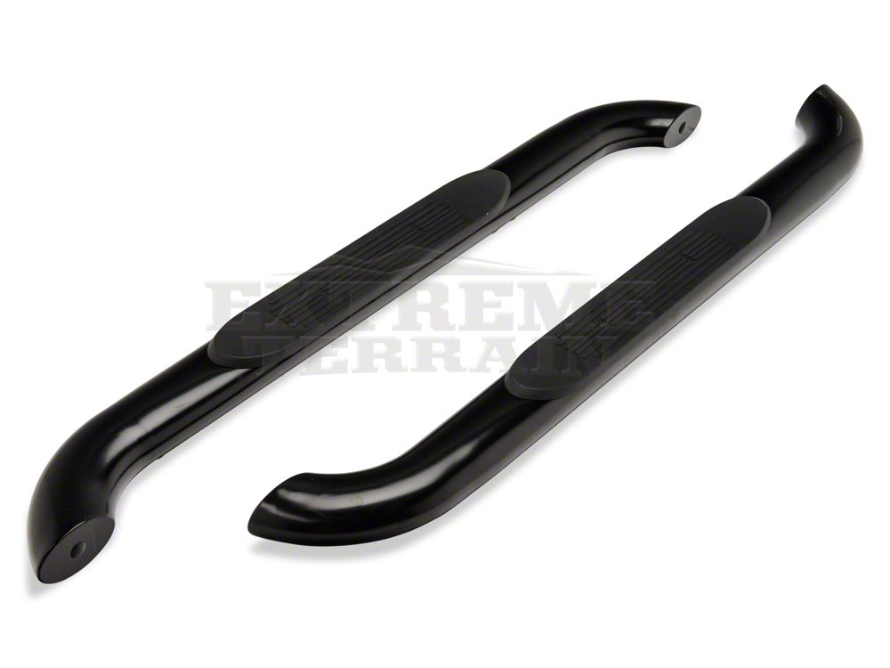 RedRock 4-Inch Oval Curved Side Step Bars; Semi-Gloss Black (07-18 Jeep Wrangler JK 2-Door)