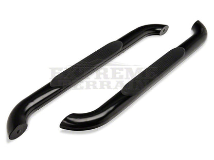 RedRock 4-Inch Oval Curved Side Step Bars; Semi-Gloss Black (07-18 Jeep Wrangler JK 2-Door)