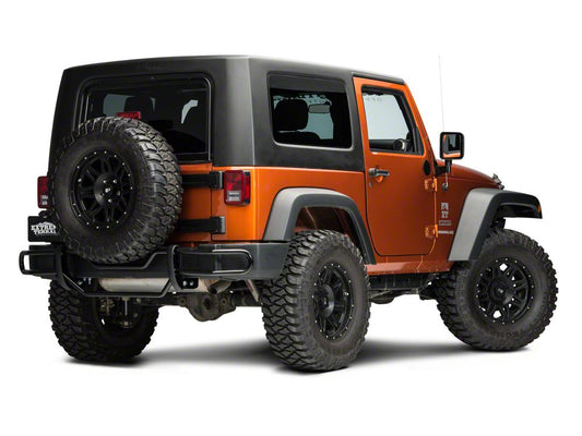 RedRock Rear Double Tube Bumper Guard; Gloss Black (07-18 Jeep Wrangler JK)