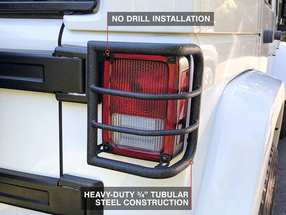 RedRock Wrap-Around Tail Light Guards; Textured Black (07-18 Jeep Wrangler JK)