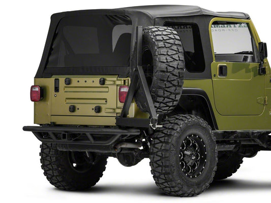 RedRock Tubular Rock Crawler Rear Bumper with Tire Carrier; Textured Black (97-06 Jeep Wrangler TJ)