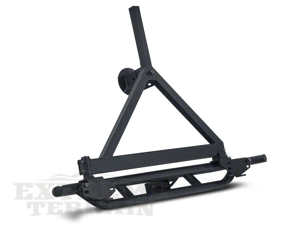 RedRock Tubular Rock Crawler Rear Bumper with Tire Carrier; Textured Black (97-06 Jeep Wrangler TJ)