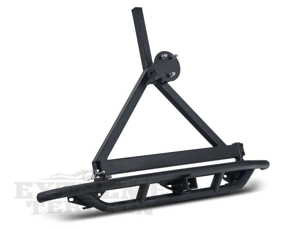 RedRock Tubular Rock Crawler Rear Bumper with Tire Carrier; Textured Black (97-06 Jeep Wrangler TJ)