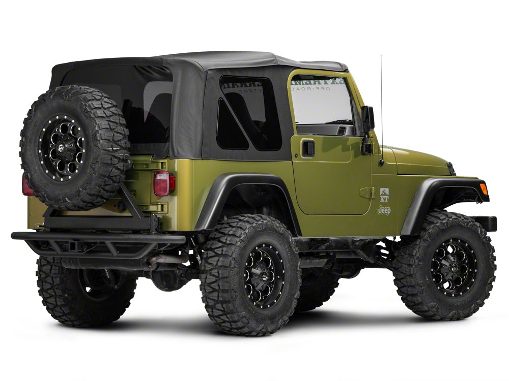 RedRock Tubular Rock Crawler Rear Bumper with Tire Carrier; Textured Black (97-06 Jeep Wrangler TJ)