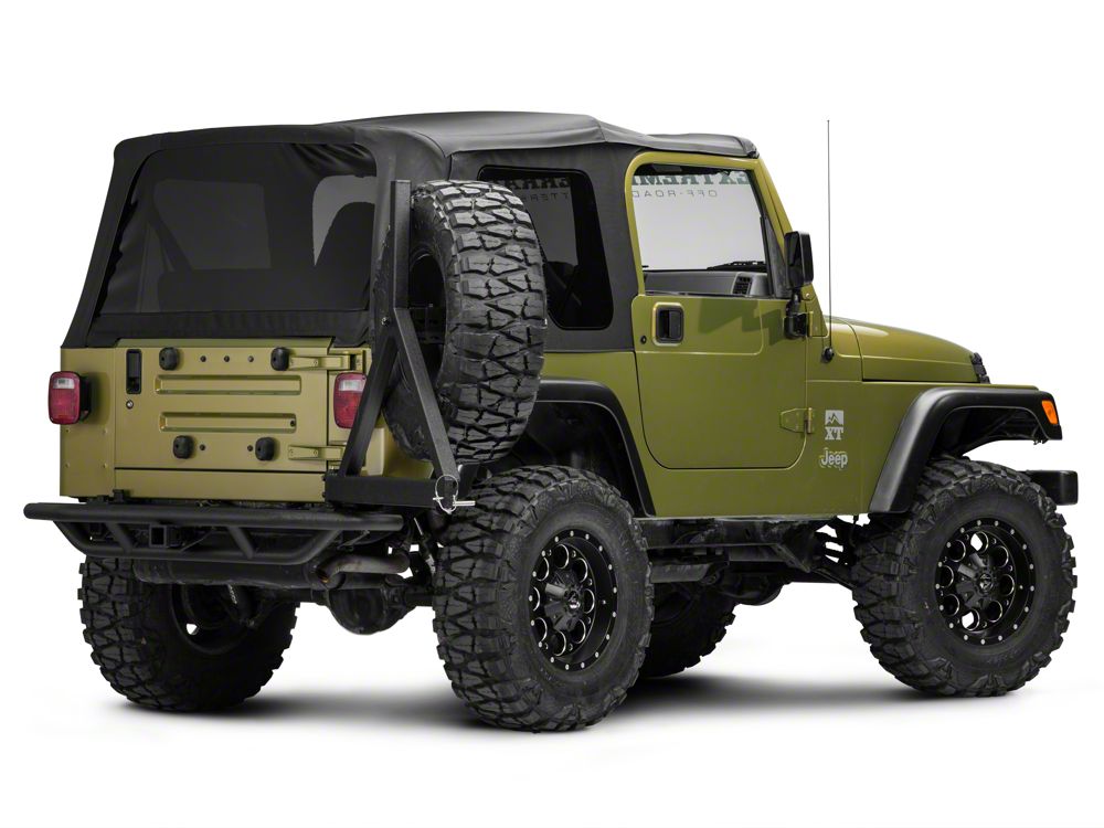 RedRock Tubular Rock Crawler Rear Bumper with Tire Carrier; Textured Black (97-06 Jeep Wrangler TJ)