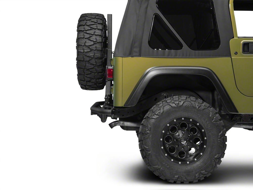 RedRock Tubular Rock Crawler Rear Bumper with Tire Carrier; Textured Black (97-06 Jeep Wrangler TJ)