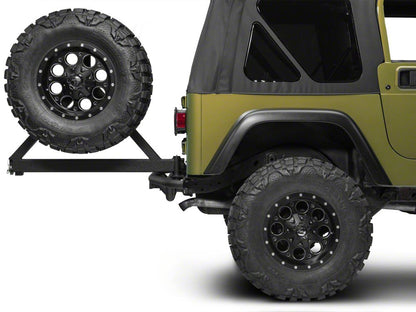 RedRock Tubular Rock Crawler Rear Bumper with Tire Carrier; Textured Black (97-06 Jeep Wrangler TJ)