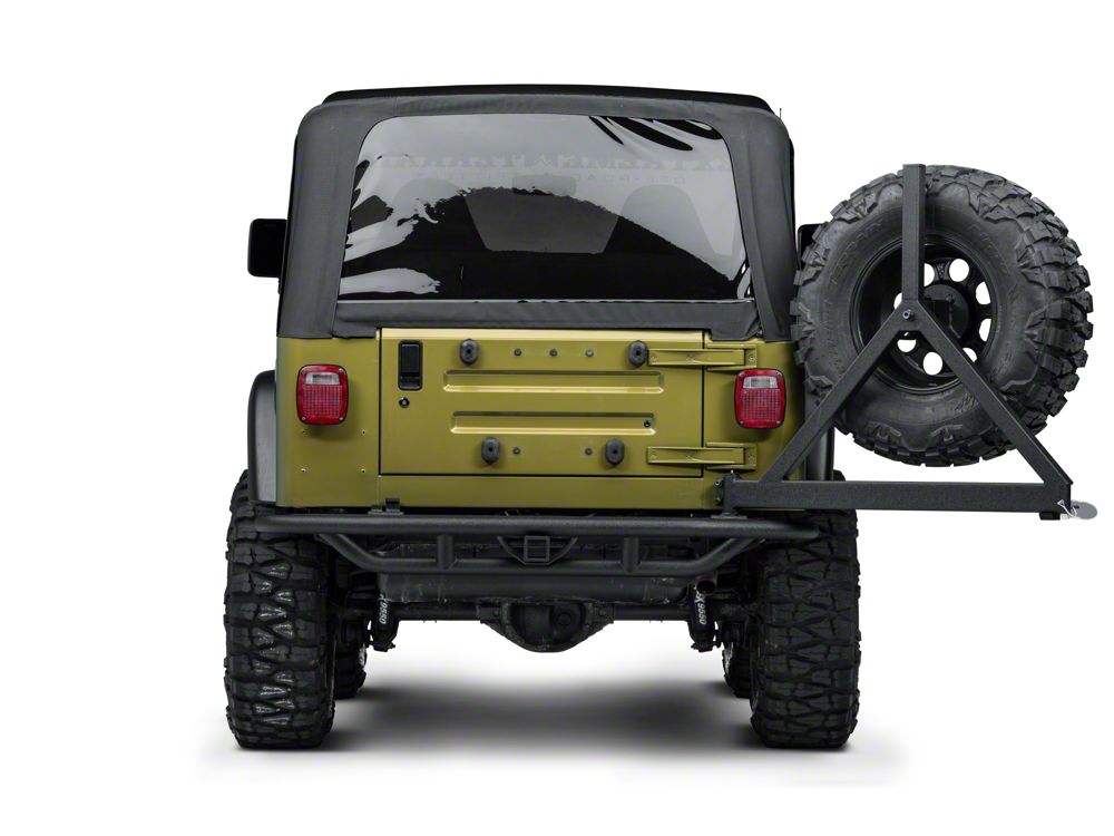 RedRock Tubular Rock Crawler Rear Bumper with Tire Carrier; Textured Black (97-06 Jeep Wrangler TJ)