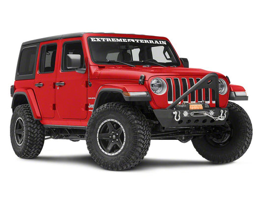 RedRock Stubby Winch Front Bumper with LED Lights and Stinger Bar (18-25 Jeep Wrangler JL)