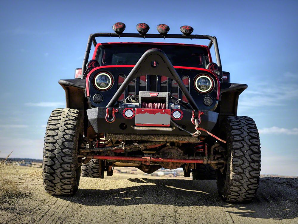 RedRock Stubby Winch Front Bumper with LED Lights and Stinger Bar (18-25 Jeep Wrangler JL)
