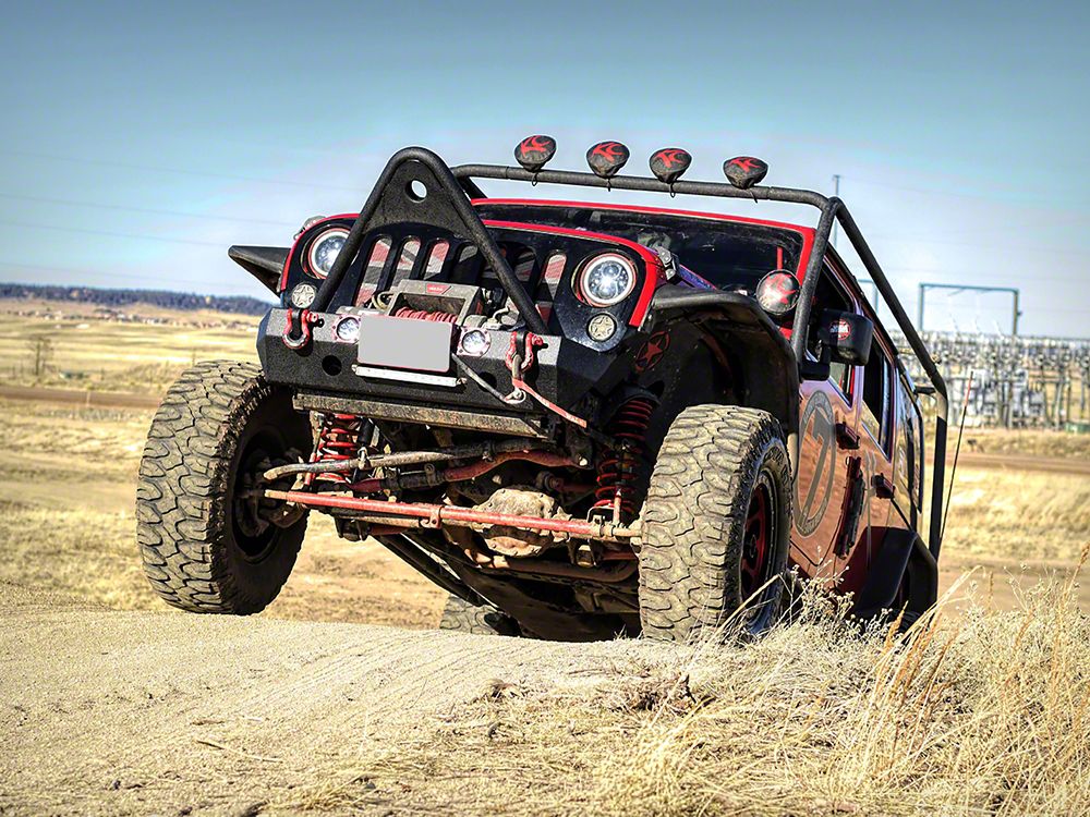 RedRock Stubby Winch Front Bumper with LED Lights and Stinger Bar (18-25 Jeep Wrangler JL)