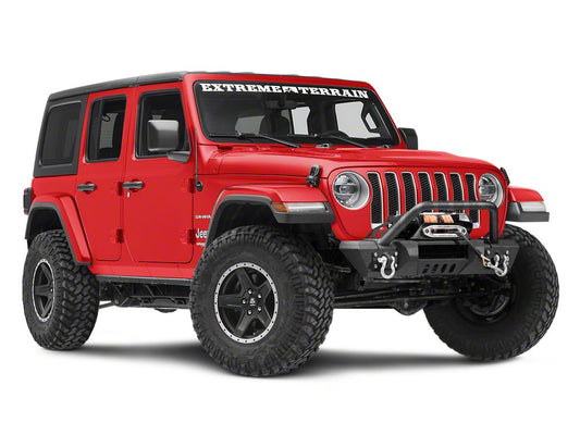 RedRock Stubby HD Pre-Runner Winch Front Bumper with Light Bar Tabs (18-25 Jeep Wrangler JL)