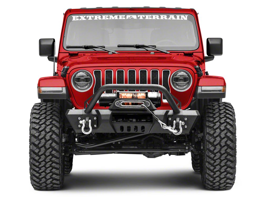RedRock Stubby HD Pre-Runner Winch Front Bumper with Light Bar Tabs (18-25 Jeep Wrangler JL)