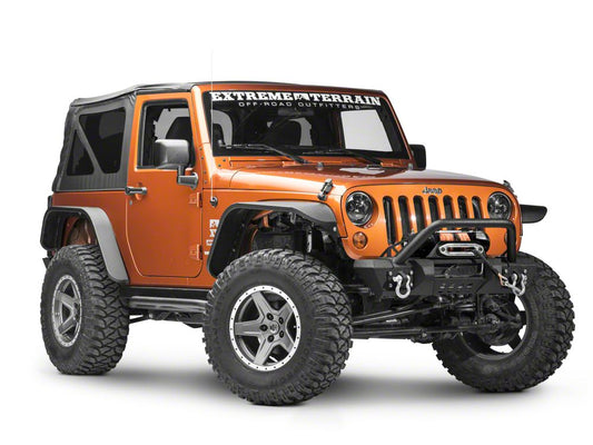 RedRock Stubby HD Pre-Runner Winch Front Bumper with Light Bar Tabs (07-18 Jeep Wrangler JK)