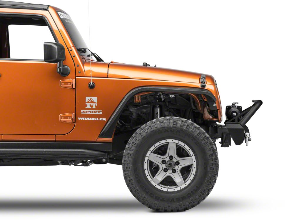 RedRock Stubby HD Pre-Runner Winch Front Bumper with Light Bar Tabs (07-18 Jeep Wrangler JK)