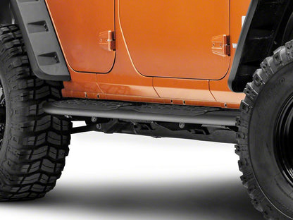 RedRock Pinnacle Oval Bent End Side Step Bars; Textured Black (07-18 Jeep Wrangler JK 4-Door)