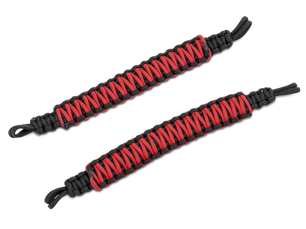 RedRock Headrest Paracord Grab Handles; Black and Red (07-25 Jeep Wrangler JK & JL)