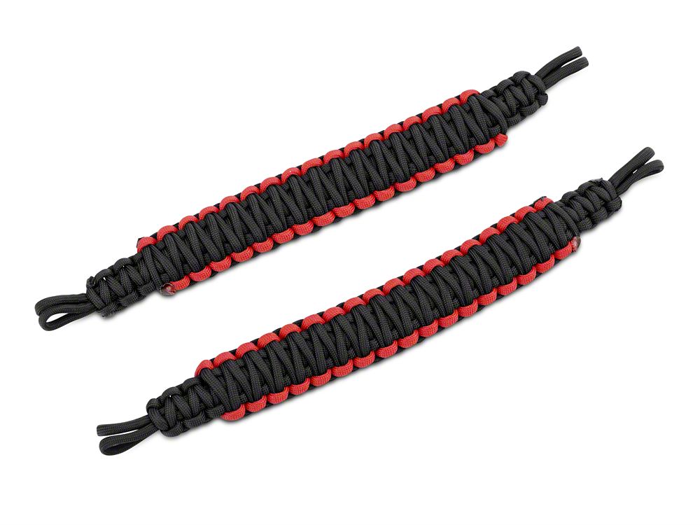 RedRock Headrest Paracord Grab Handles; Black and Red (07-25 Jeep Wrangler JK & JL)