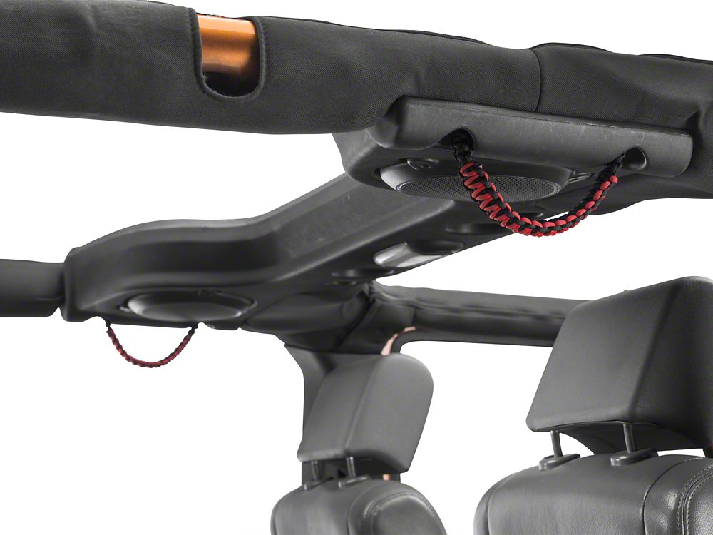 RedRock Rear Soundbar Paracord Grab Handles; Black and Red (07-17 Jeep Wrangler JK 4-Door)