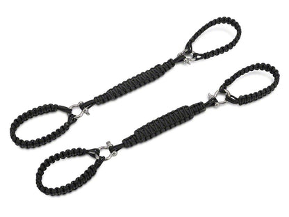 RedRock Front Rollbar Paracord Grab Handles with D-Rings; Black (07-25 Jeep Wrangler JK & JL)