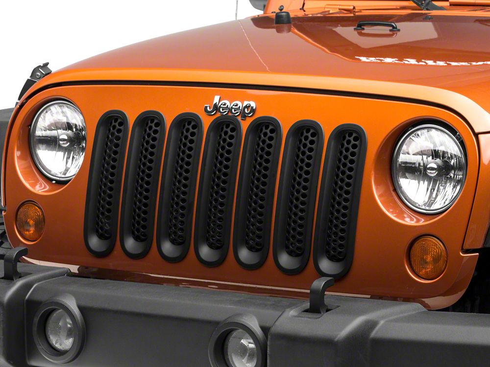 RedRock Honeycomb Grille Inserts; Matte Black (07-18 Jeep Wrangler JK)