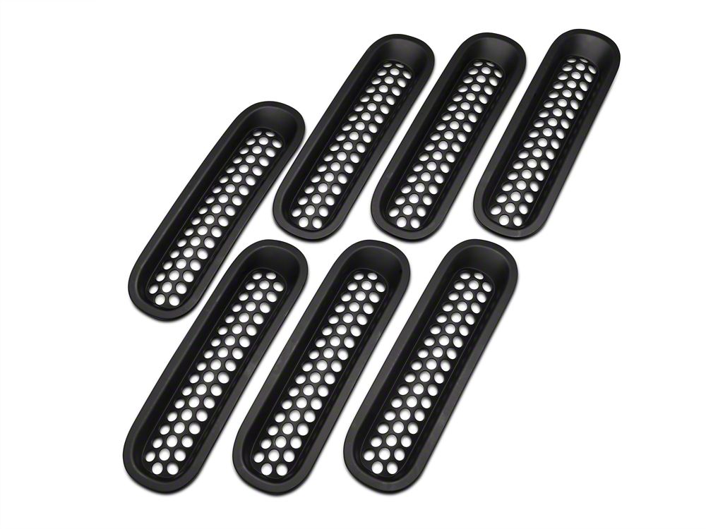 RedRock Honeycomb Grille Inserts; Matte Black (07-18 Jeep Wrangler JK)