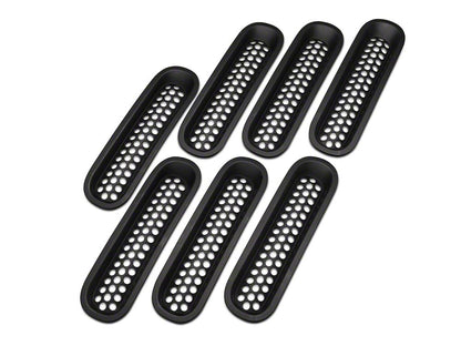 RedRock Honeycomb Grille Inserts; Matte Black (07-18 Jeep Wrangler JK)