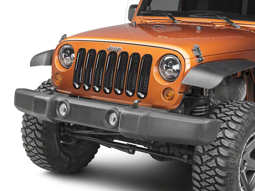 RedRock Honeycomb Grille Inserts; Black (07-18 Jeep Wrangler JK