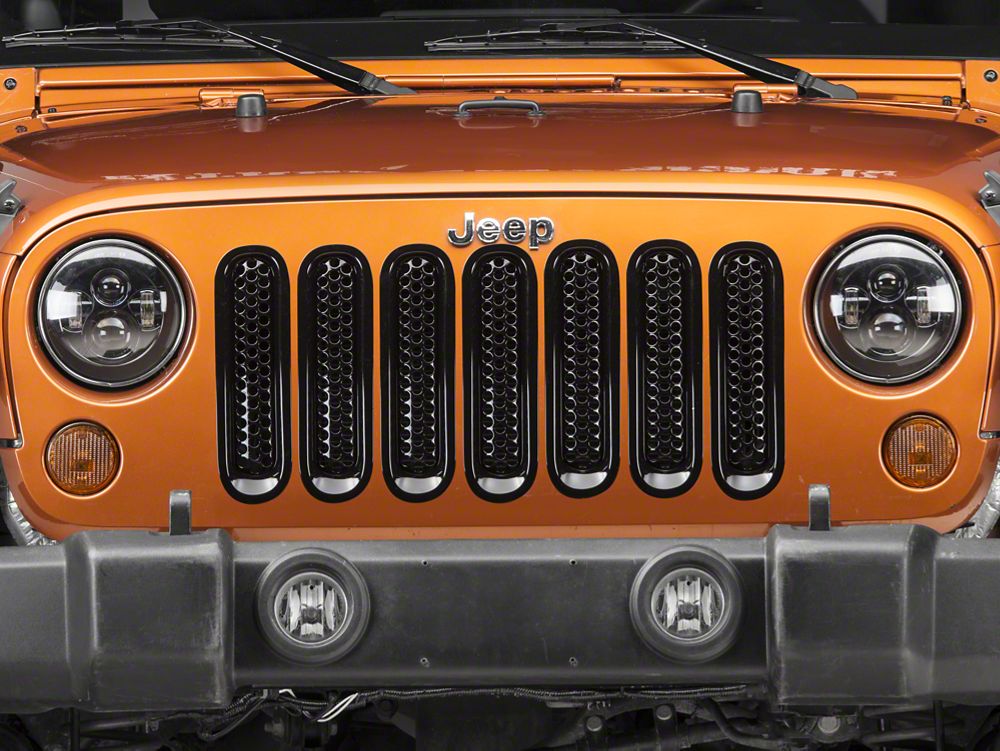 RedRock Honeycomb Grille Inserts; Black (07-18 Jeep Wrangler JK)
