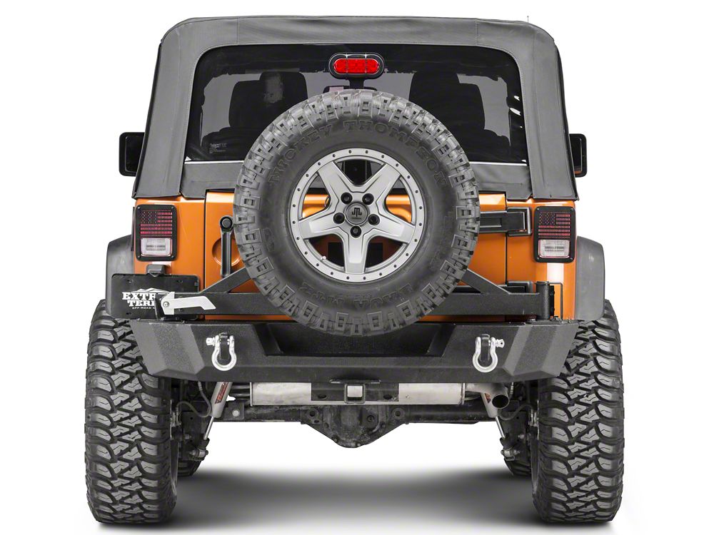 RedRock Old Glory Tail Light Covers; Textured Black (07-18 Jeep Wrangler JK)