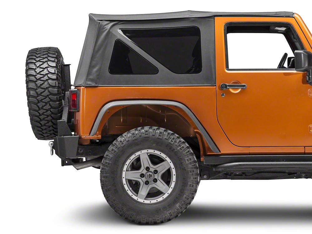 RedRock Old Glory Tail Light Covers; Textured Black (07-18 Jeep Wrangler JK)
