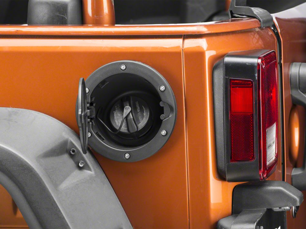 RedRock Old Glory Fuel Door Cover; Textured Black (07-18 Jeep Wrangler JK)