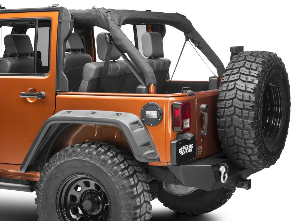 RedRock Old Glory Fuel Door Cover; Textured Black (07-18 Jeep Wrangler JK)