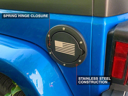 RedRock Old Glory Fuel Door Cover; Textured Black (07-18 Jeep Wrangler JK)